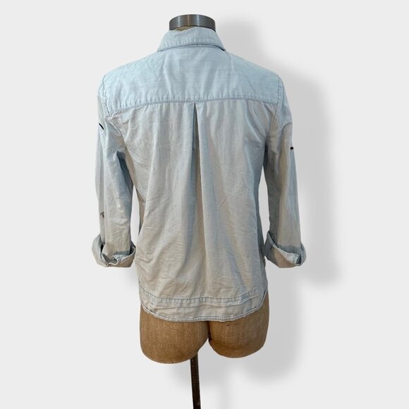 Philosophy Embroidered Chambray Button Up Top XS - Picture 3 of 6